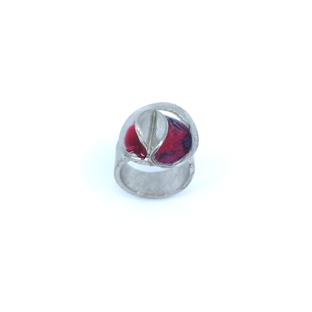 Bague bloom double rouge