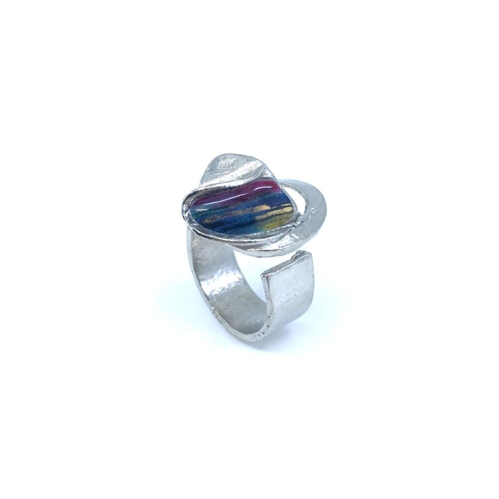 Bague bloom double violet et or
