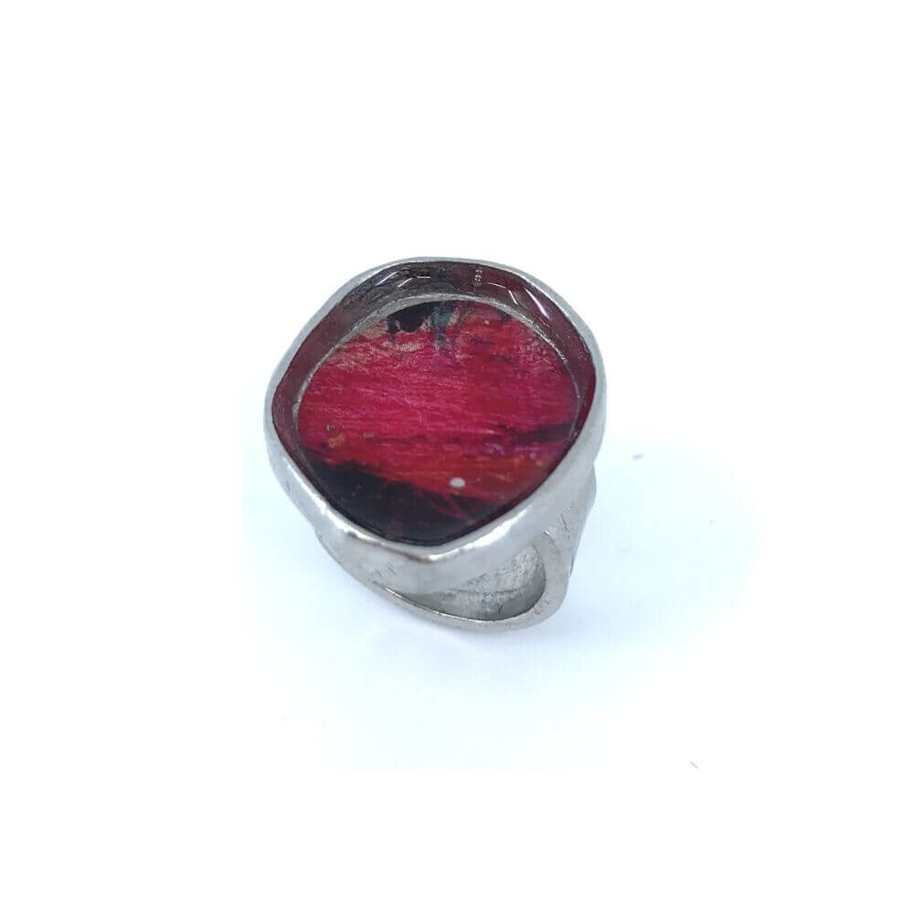 Bague géode rouge