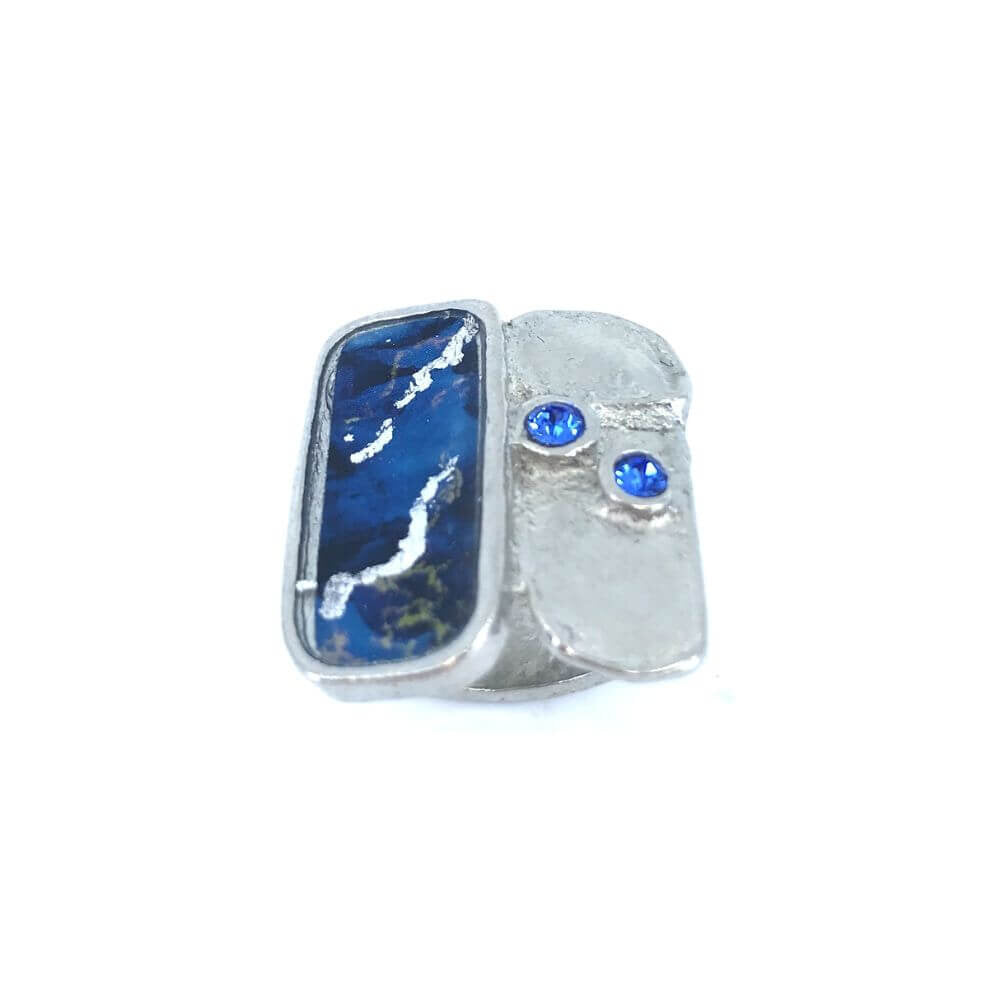 Bague satellite bleu et argent