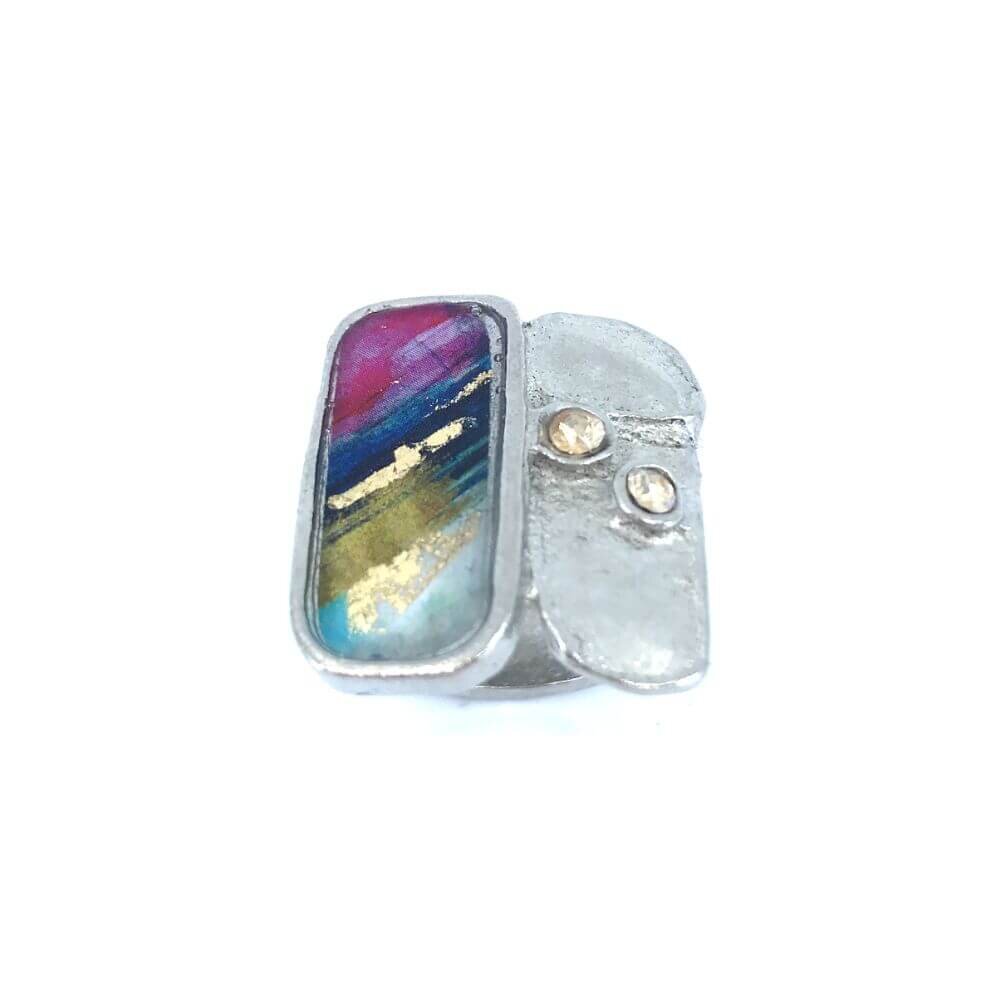 Bague satellite violet et or