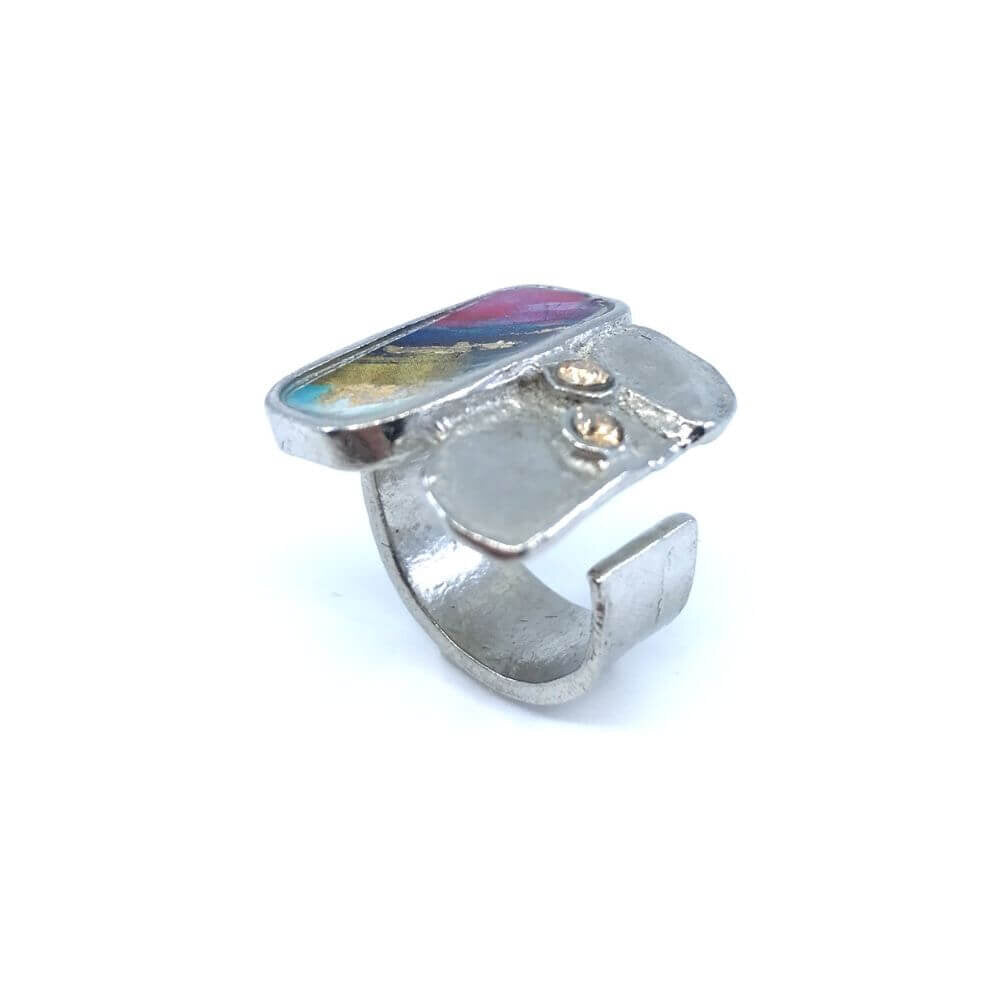 Bague satellite violet et or