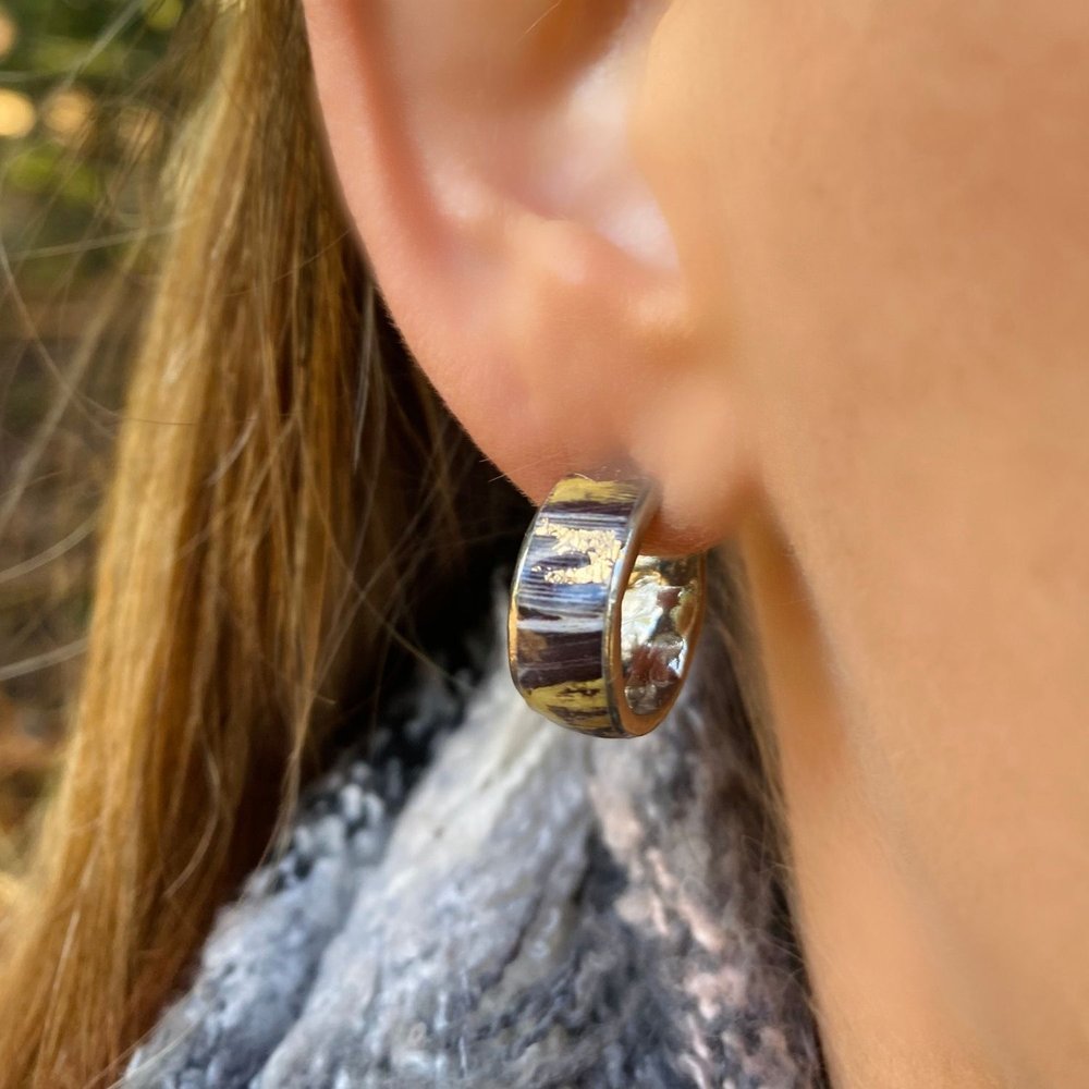 Boucles d'oreilles Kayla noir et or