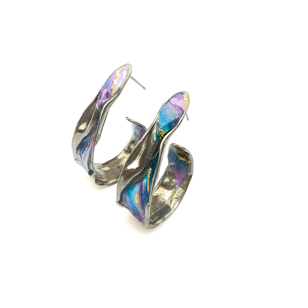 Boucles d'oreilles Mel.B turquoise, mauve et or