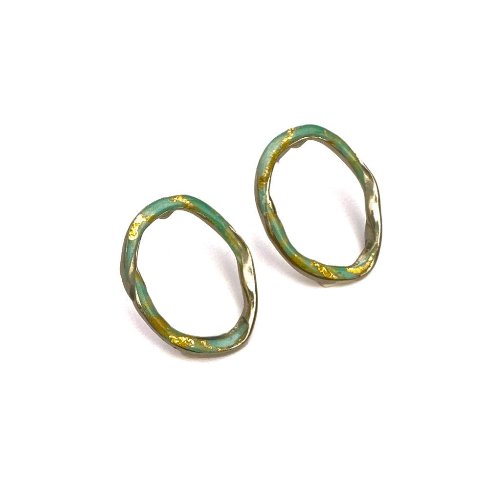 Boucles d'oreilles Mélia aqua et or