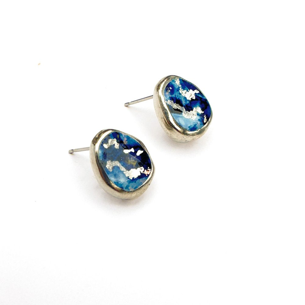 Boucles d'oreilles Mia bleues et argent