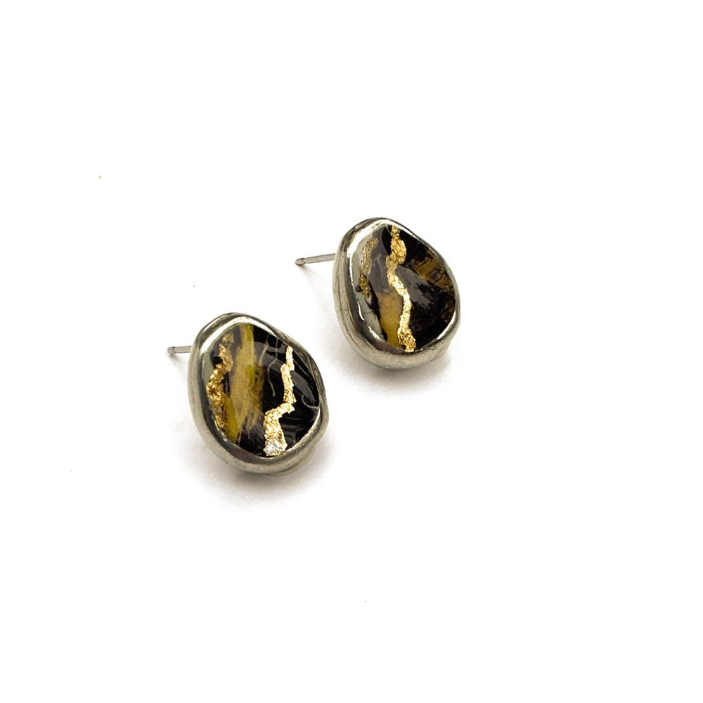 Boucles d'oreilles Mia noires et or