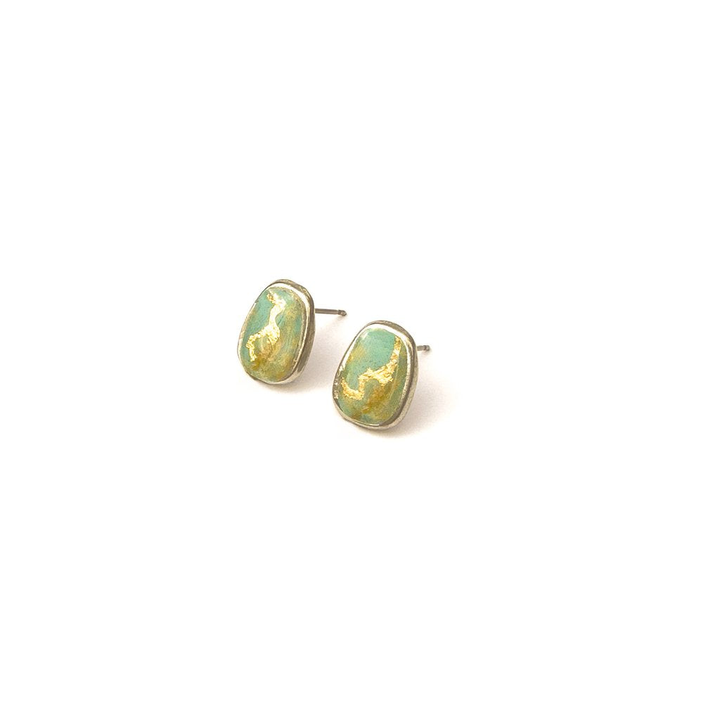 Boucles d'oreilles Mindy aqua et or