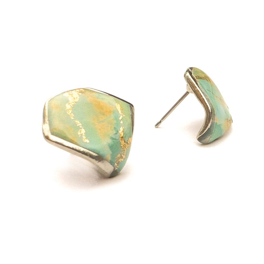 Boucles d'oreilles Nina aqua et or