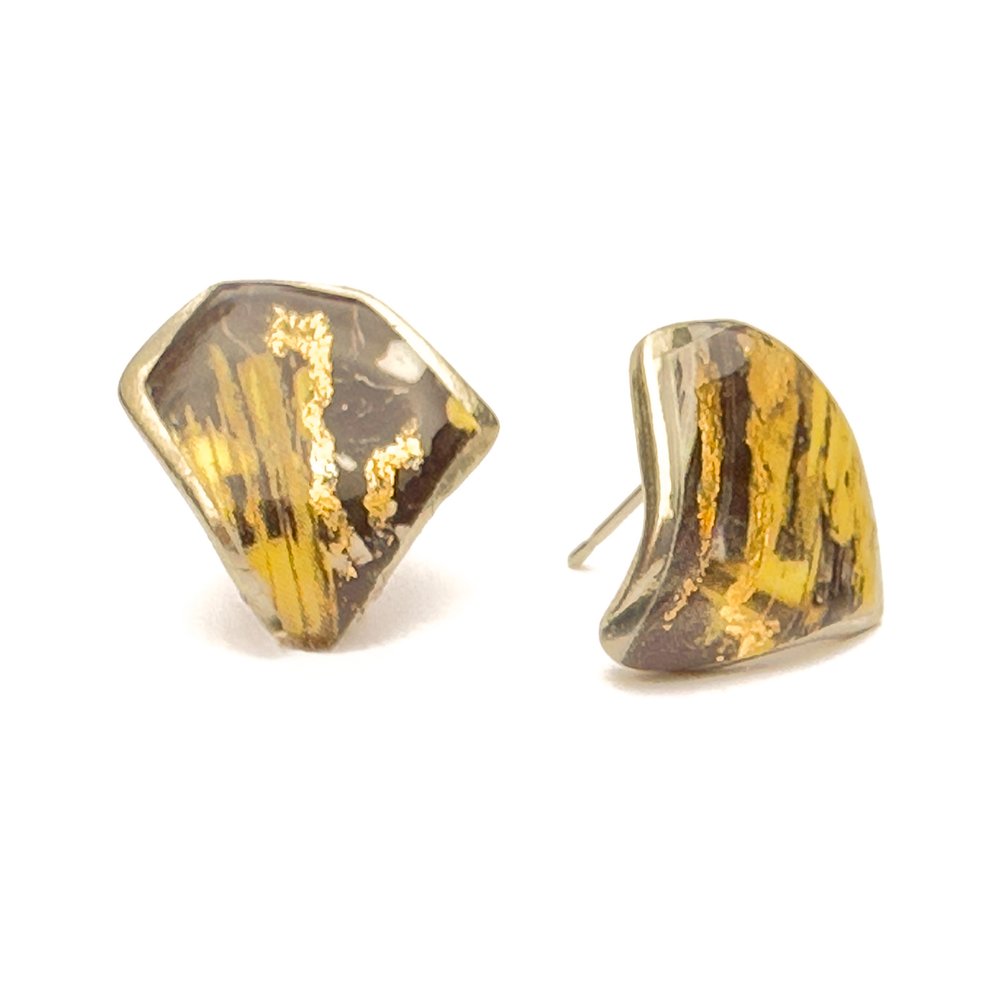 Boucles d'oreilles Nina noires et or
