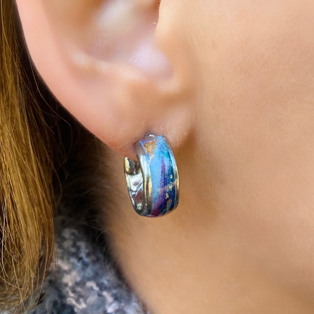 Boucles d'oreilles kayla violet, turquoise et o