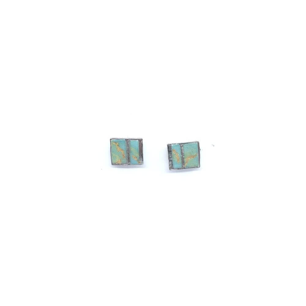 EA162-Boucles d'oreilles à porter de 2 façons-aqua et or