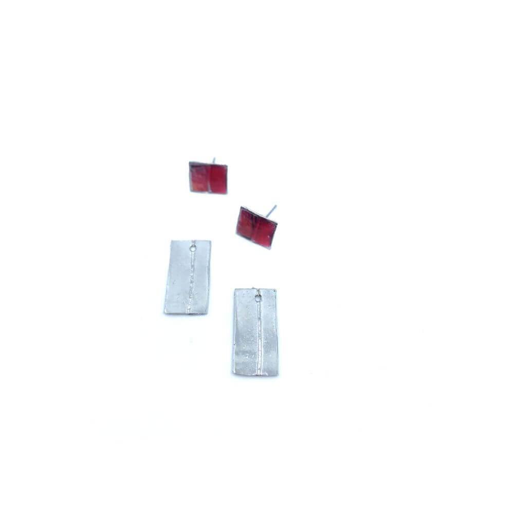 EA162-Boucles d'oreilles à porter de 2 façons-rouge