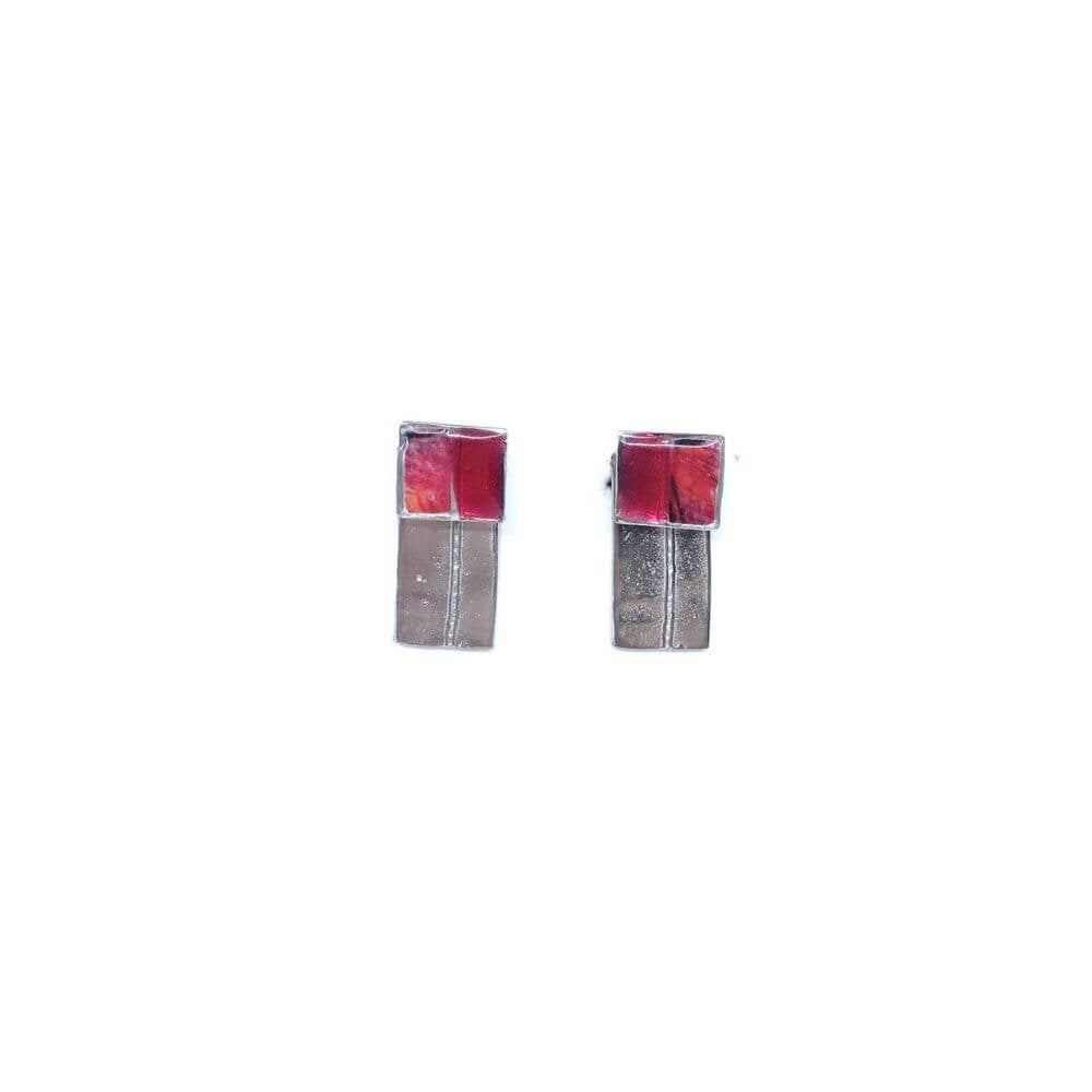 EA162-Boucles d'oreilles à porter de 2 façons-rouge