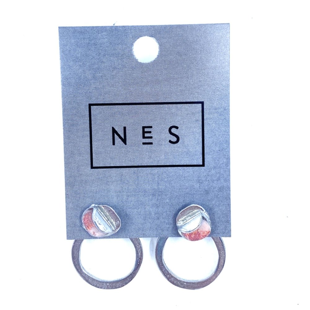 EA163-Boucles d'oreilles rondes à porter de 2 façons-or rose
