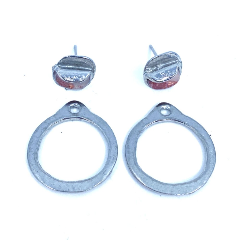 EA163-Boucles d'oreilles rondes à porter de 2 façons-or rose