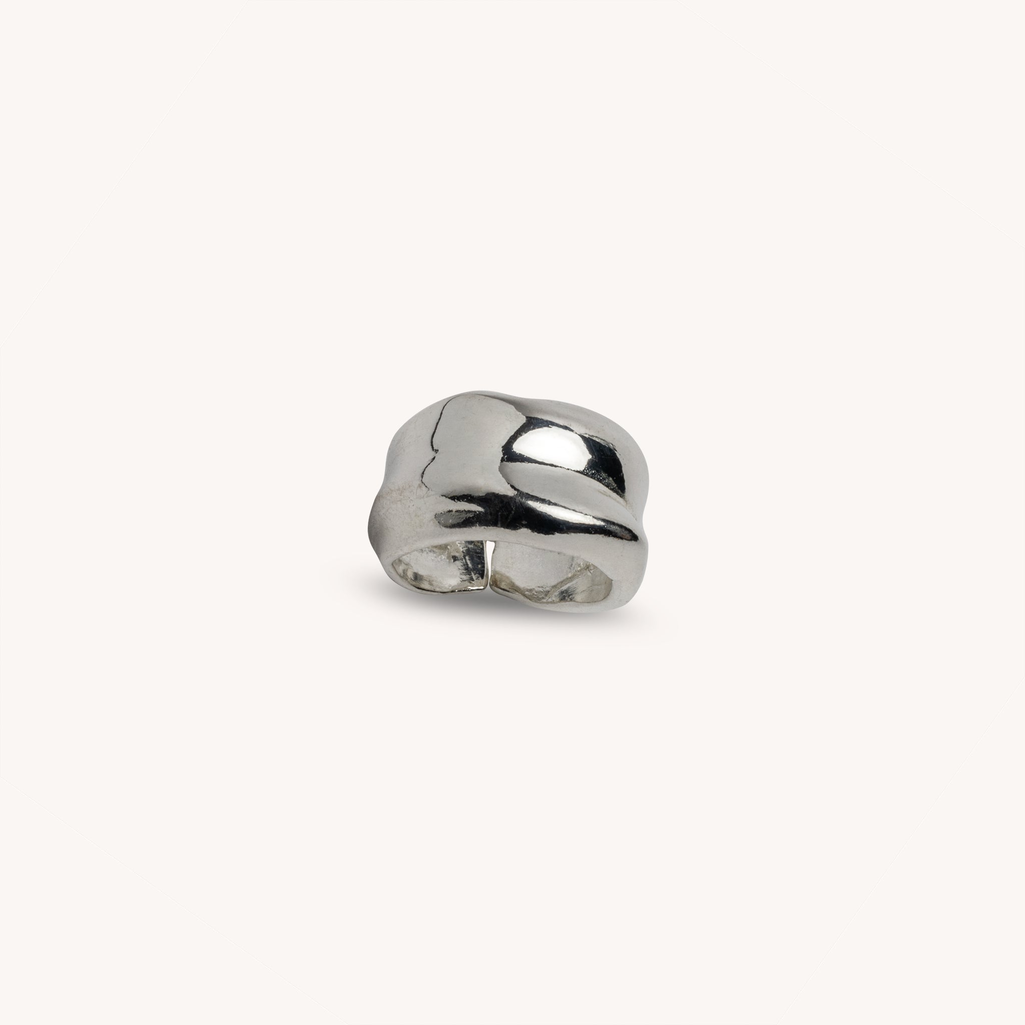 Bague Eva plaquée argent – Bague large sculpturale ajustable