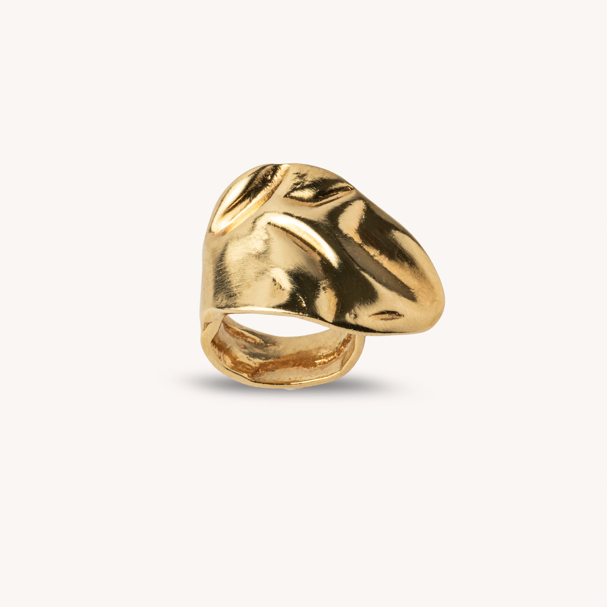 Bague Nature plaquée or 14K – Bague feuille sculpturale ajustable