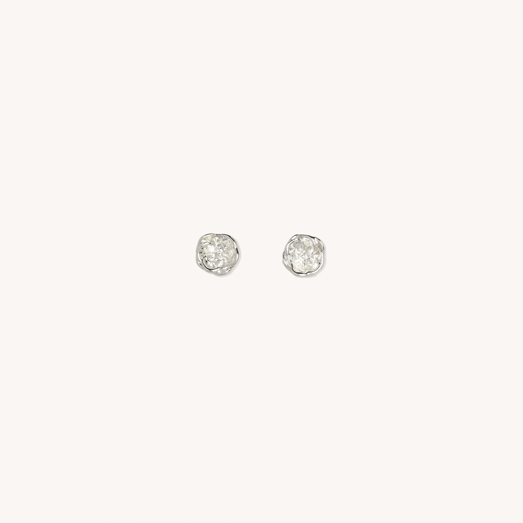 Silver Plated Mini Rose Earrings – Minimalist Rose Studs