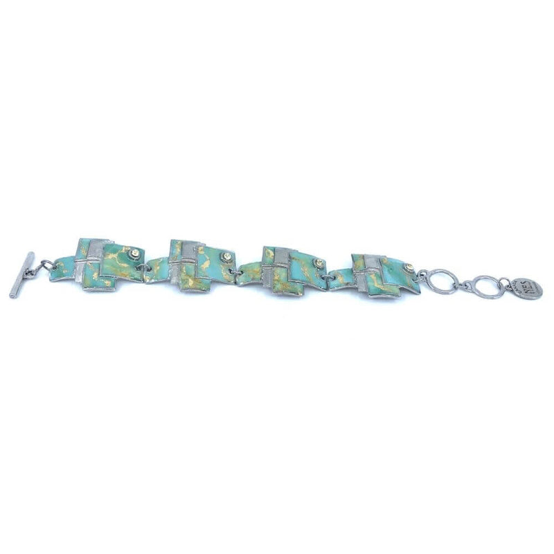 BR20-Bracelet en étain aqua et or