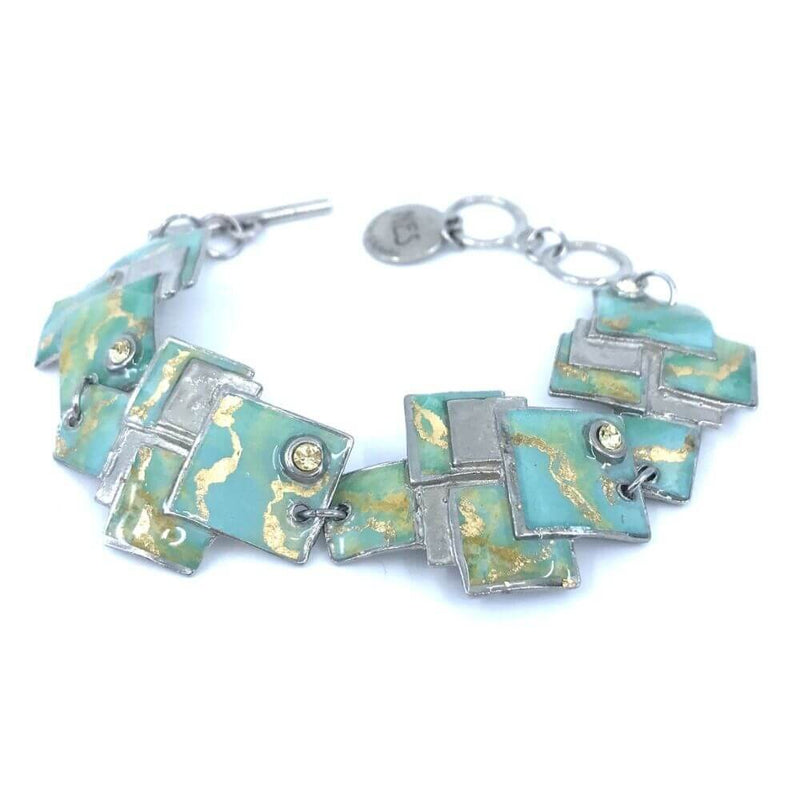 BR20-Bracelet en étain aqua et or
