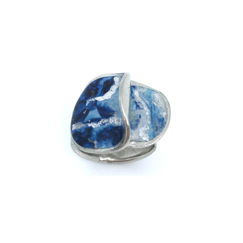 Bague bloom bleu et argent