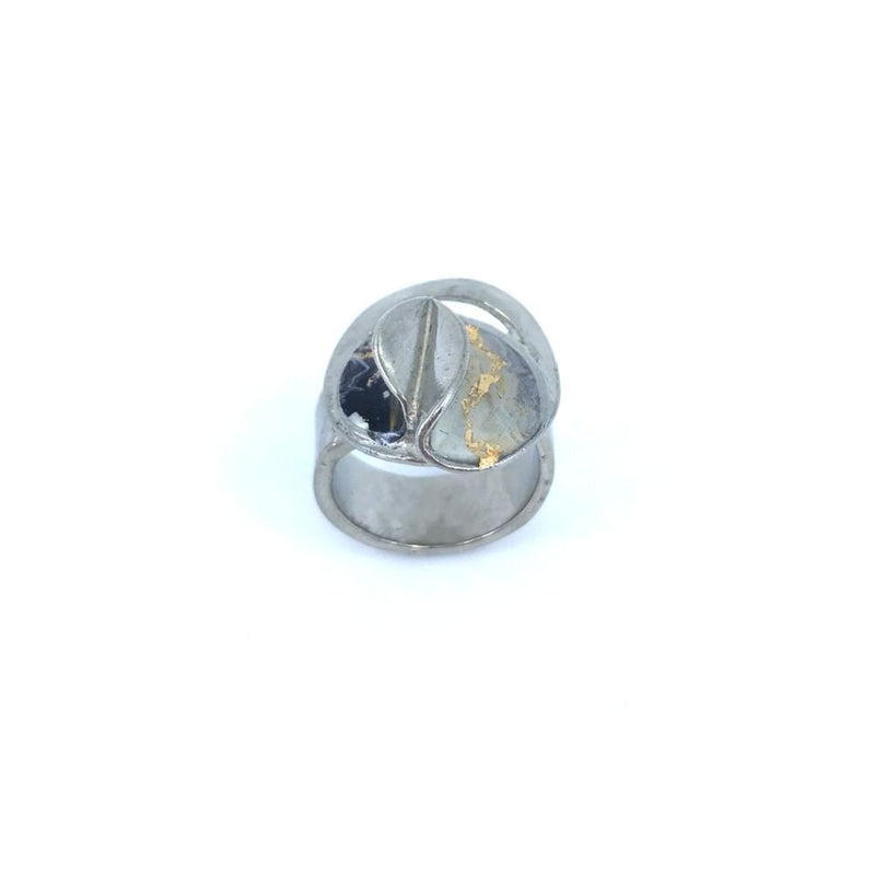 Bague bloom double noir et or