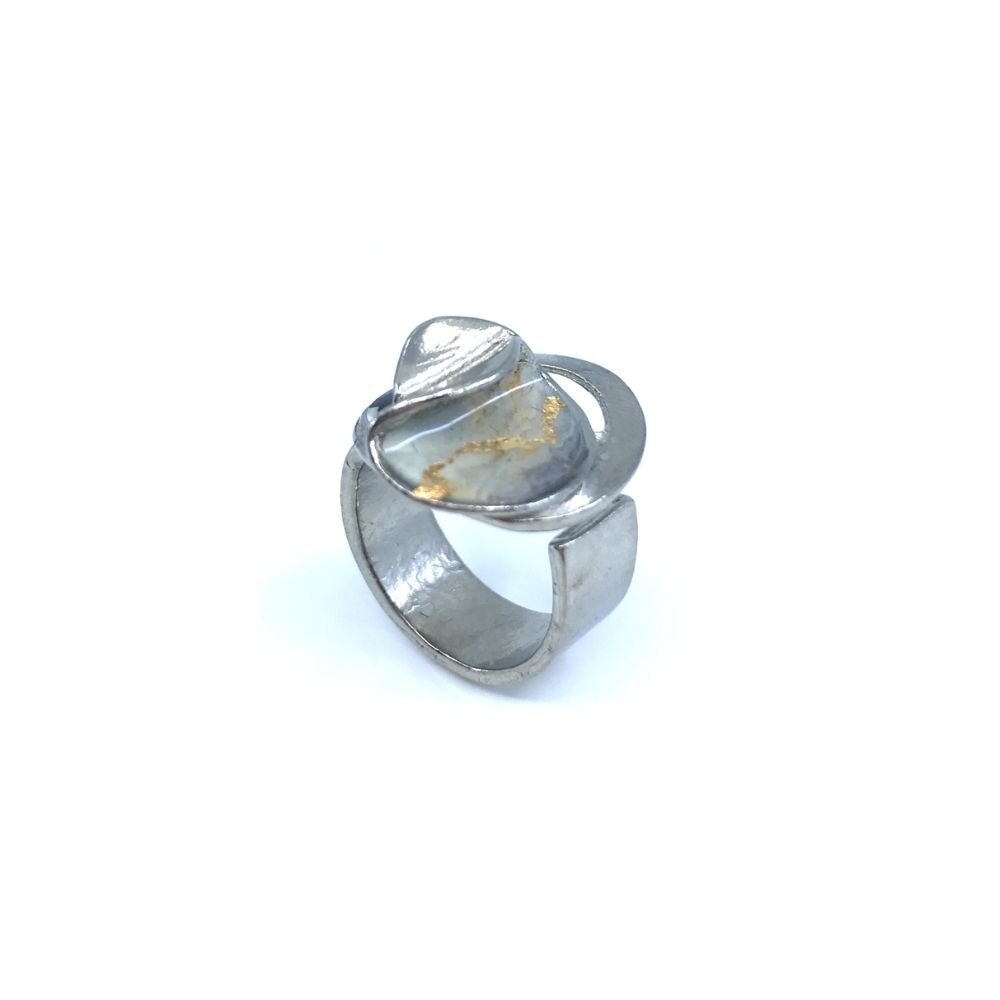 Bague bloom double noir et or