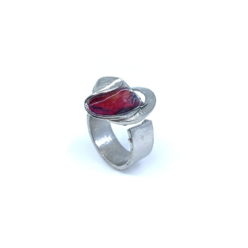 Bague bloom double rouge