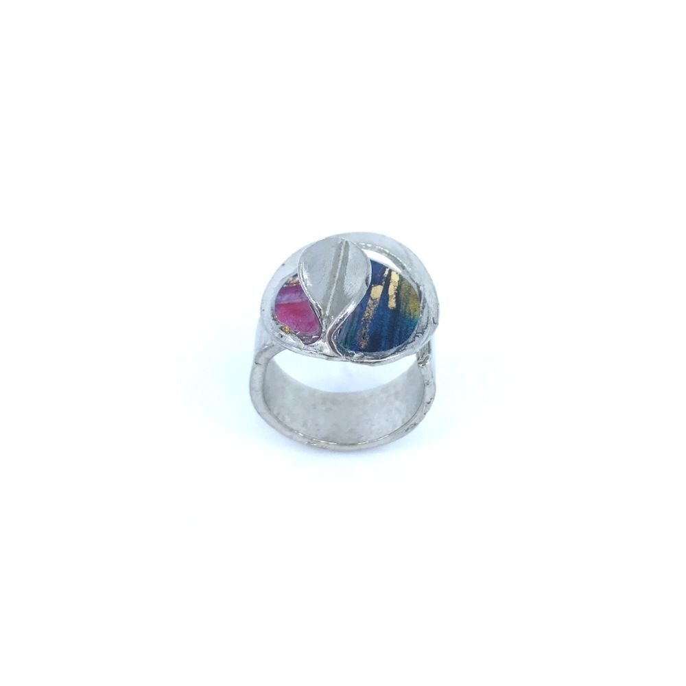 Bague bloom double violet et or