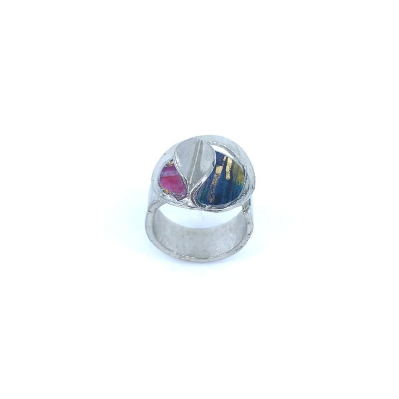 Bague bloom double violet et or