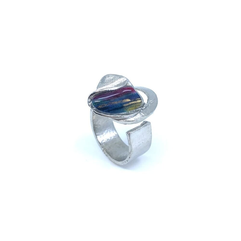 Bague bloom double violet et or
