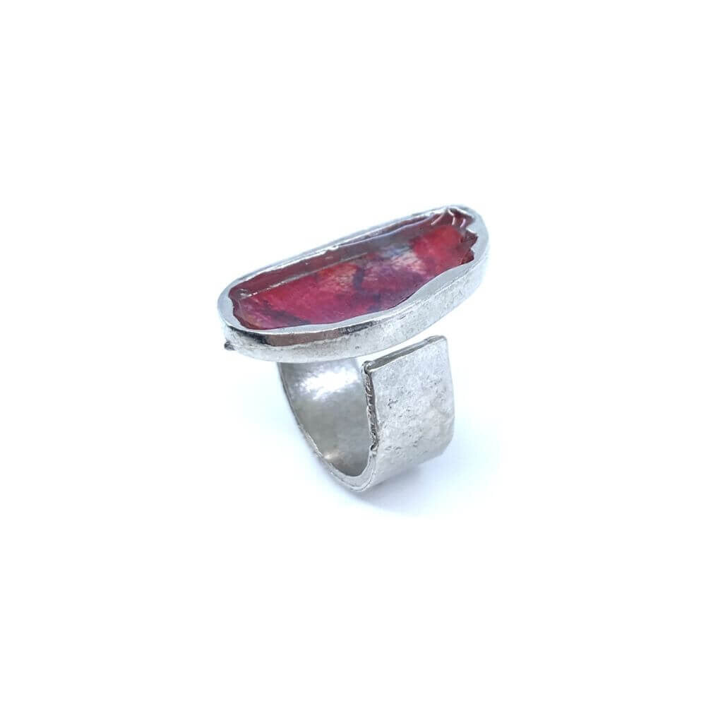 Bague galet de rivière red