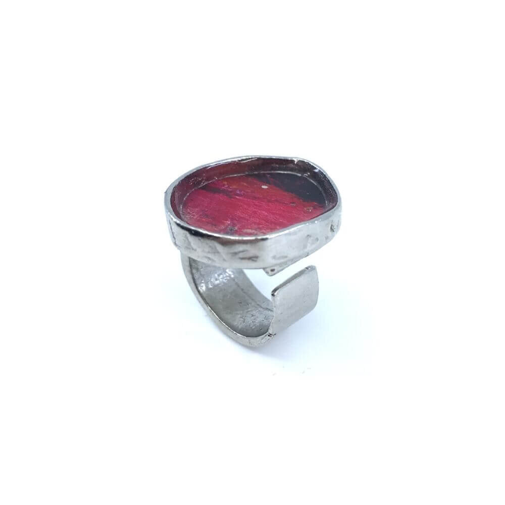 Bague géode rouge
