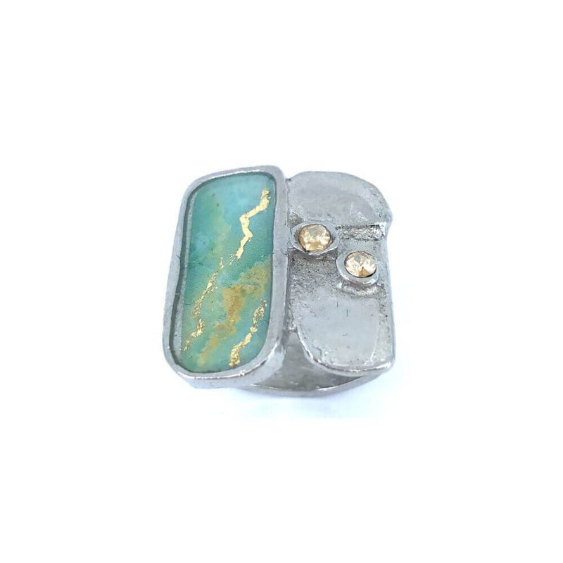 Bague satellite aqua et or..Aqua and gold satellite ring....
