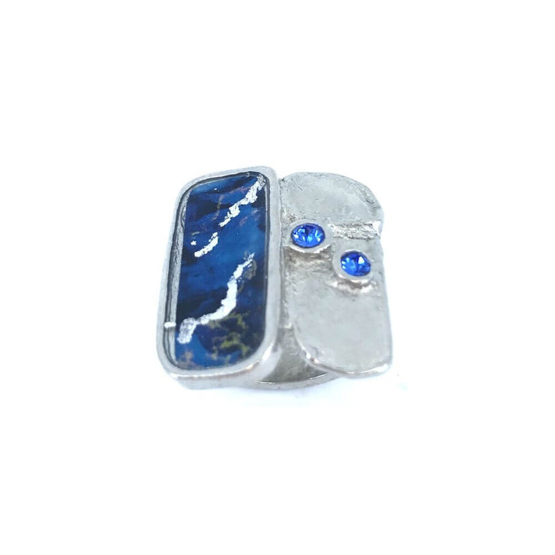 Bague satellite bleu et argent