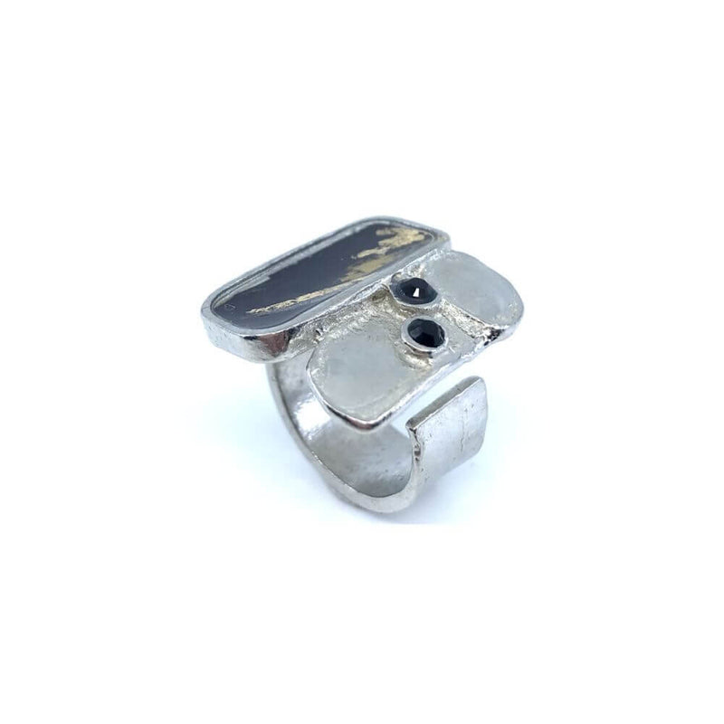 Bague satellite noir et or