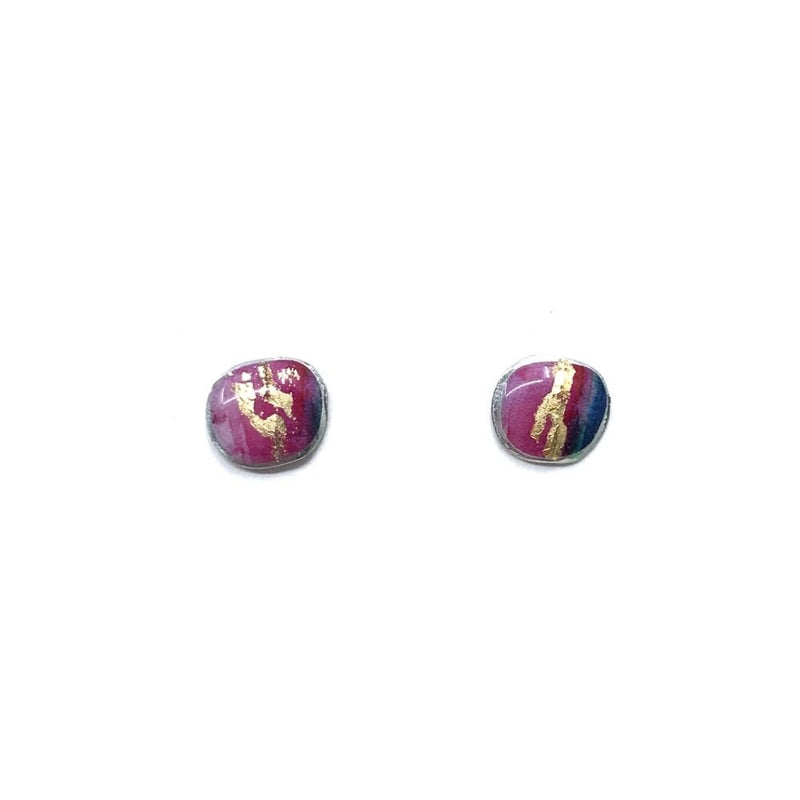 Boucles d'oreilles Bloom à porter de 2 façons-violet et or