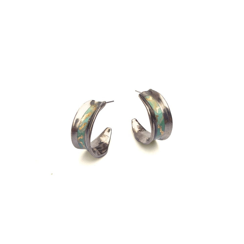 Boucles d'oreilles Éléanor aqua et or
