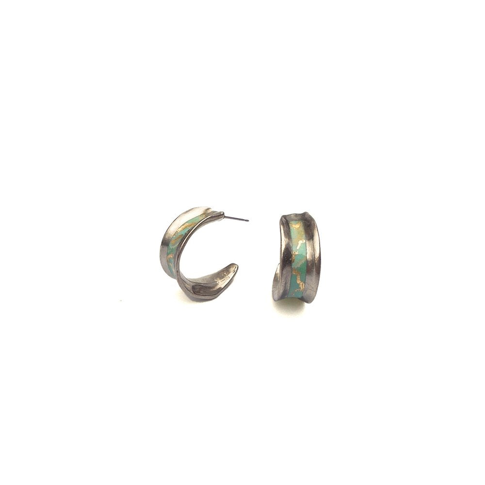 Boucles d'oreilles Éléanor aqua et or