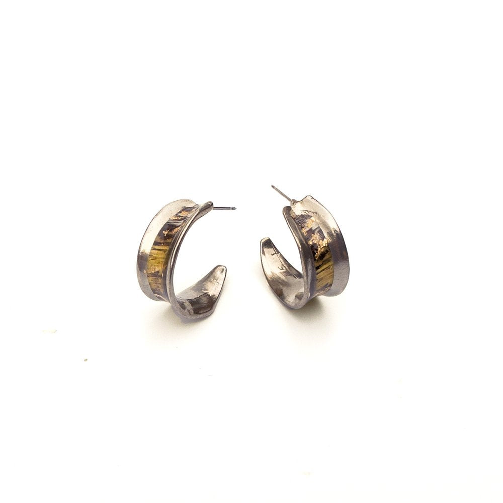 Boucles d'oreilles Éléanor noir et or