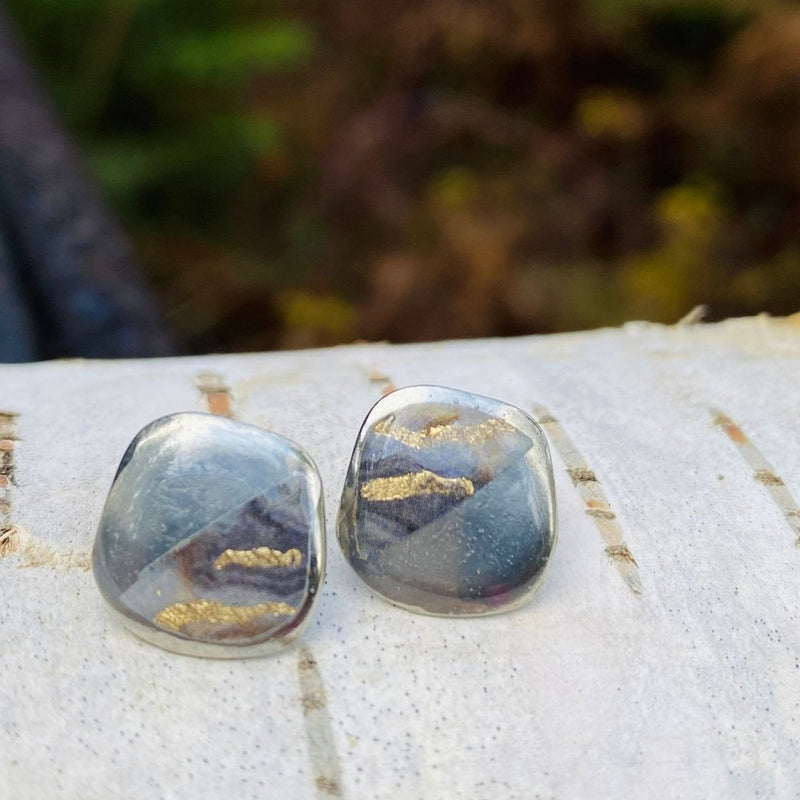 Boucles d'oreilles Jenny noir et or - à porter de 2 façons