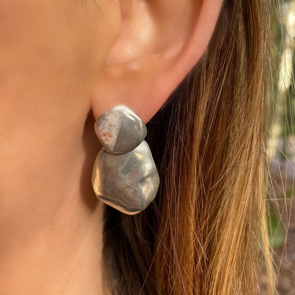 Boucles d'oreilles Jenny or rose - à porter de 2 façons