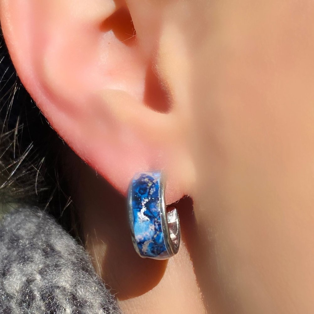 Boucles d'oreilles Kayla bleu et argent