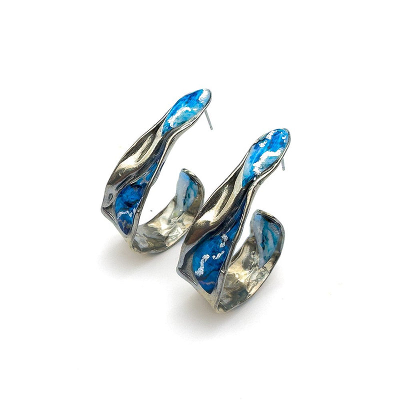 Boucles d'oreilles Mel.B bleu et argent