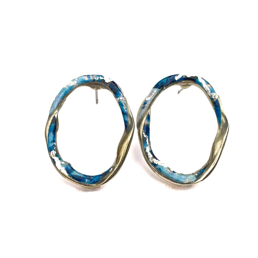 Boucles d'oreilles Mélia bleu et argent