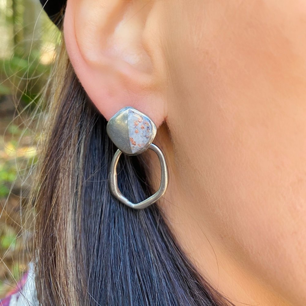 Boucles d'oreilles Méli or rose - à porter de 2 façons