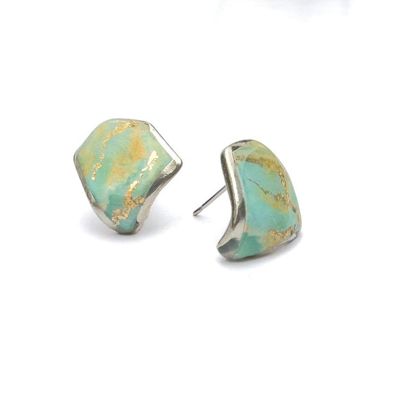 Boucles d'oreilles Nina aqua et or