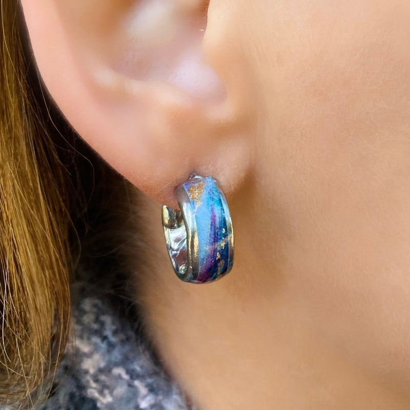 Boucles d'oreilles kayla violet, turquoise et o