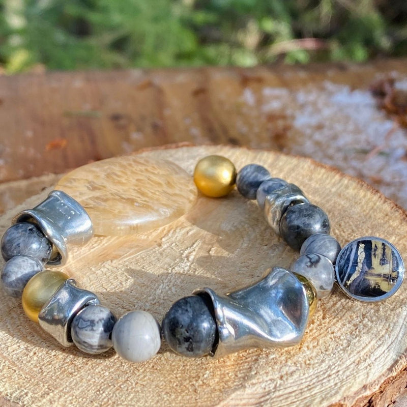 Bracelet Malibu noir et or